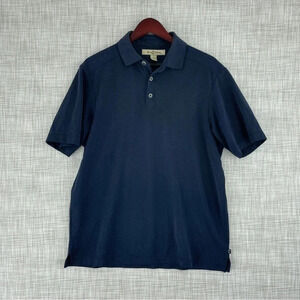 Tommy Bahama mens size M short sleeve polo shirt navy blue modal blend 0995